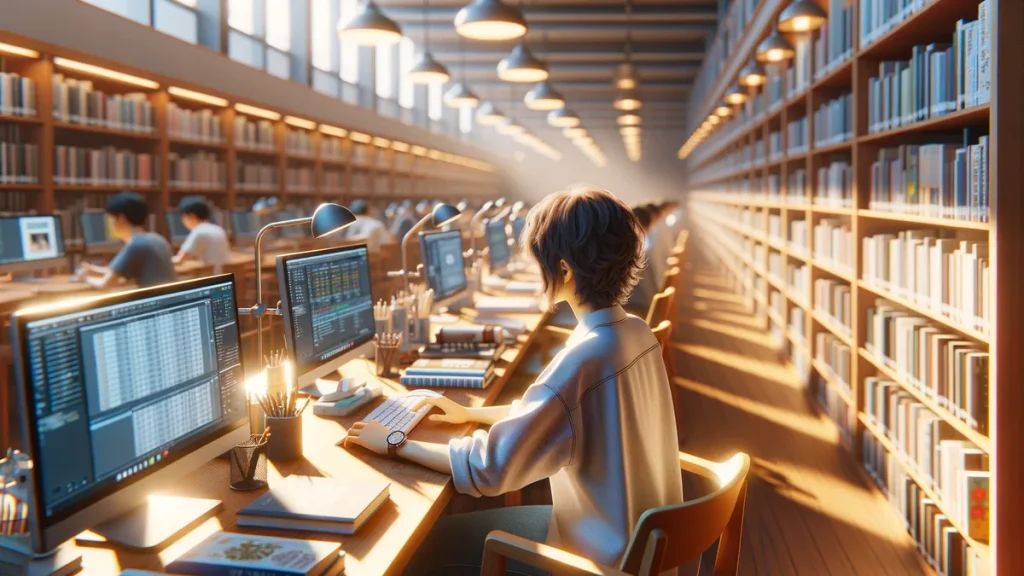 腕時計をしてオフィスで働く人のイメージ